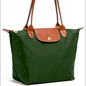 Longchamp - Dark/Hunter Green Le Pliage Medium Nylon Shoulder Tote Bag